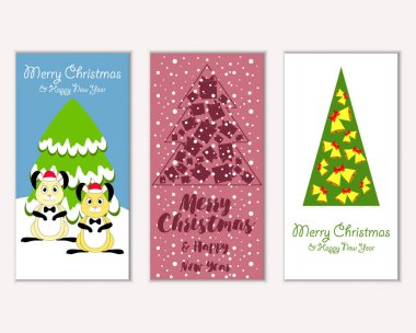 Renkli Noel kartları ile yeni yıl süslemeleri, illüstrasyon vektör