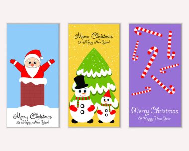 mutlu Noeller ve mutlu yeni yıl tebrik kartları vektör çizim