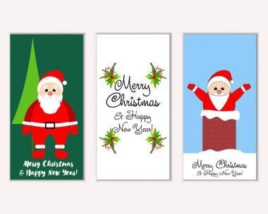 mutlu Noeller ve mutlu yeni yıl tebrik kartları vektör çizim