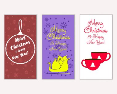 vektör çizim kış tatil tebrik kartları