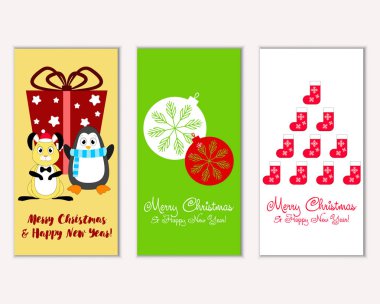 vektör çizim kış tatil tebrik kartları