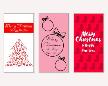 mutlu Noeller ve mutlu yeni yıl tebrik kartları vektör çizim