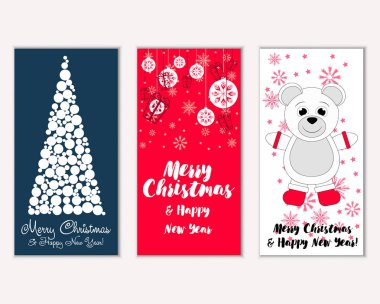 vektör çizim kış tatil tebrik kartları