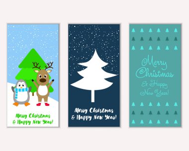 vektör çizim kış tatil tebrik kartları