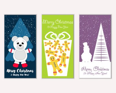 Renkli Noel kartları ile yeni yıl süslemeleri, illüstrasyon vektör