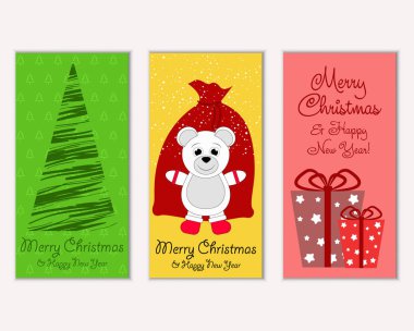 Mutlu Noeller ve mutlu yeni yıl tebrik kartları. Vektör çizim 
