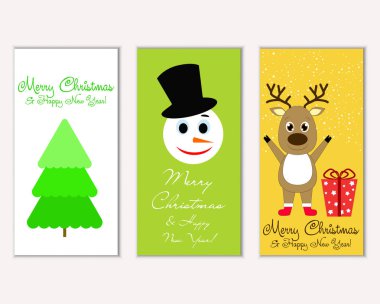 Mutlu Noeller ve mutlu yeni yıl tebrik kartları. Vektör çizim   