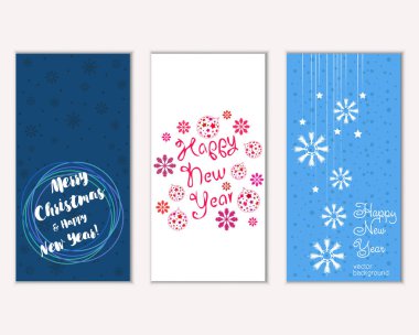 Renkli Noel kartları ile yeni yıl süslemeleri, illüstrasyon vektör