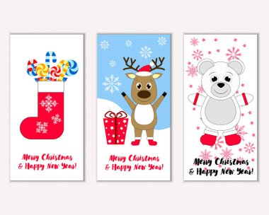 vektör çizim kış tatil tebrik kartları