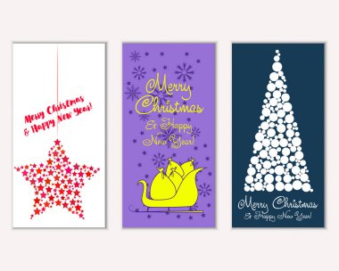 Mutlu Noeller ve mutlu yeni yıl tebrik kartları. Vektör çizim 