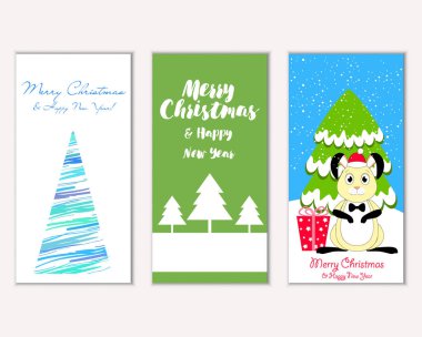 Renkli Noel kartları ile yeni yıl süslemeleri, illüstrasyon vektör