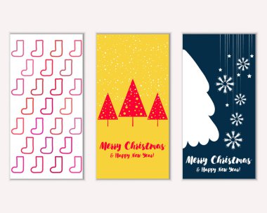 Mutlu Noeller ve mutlu yeni yıl tebrik kartları. Vektör çizim     