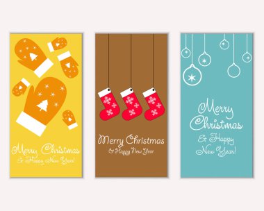 mutlu Noeller ve mutlu yeni yıl tebrik kartları vektör çizim       