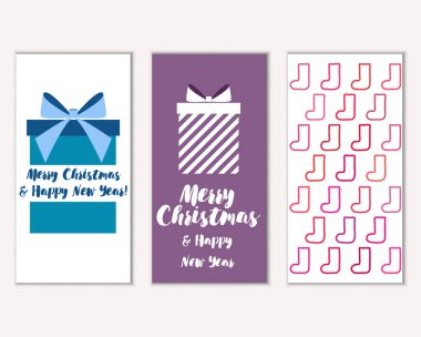 mutlu Noeller ve mutlu yeni yıl tebrik kartları vektör çizim     