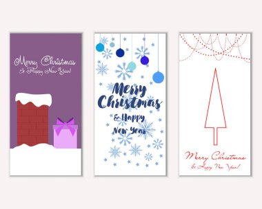 vektör çizim kış tatil tebrik kartları