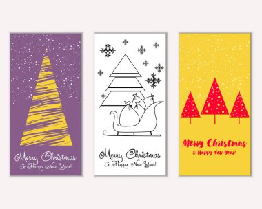 Mutlu Noeller ve mutlu yeni yıl tebrik kartları. Vektör çizim 