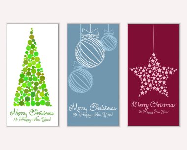 Mutlu Noeller ve mutlu yeni yıl tebrik kartları. Vektör çizim   
