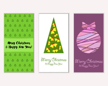 Renkli Noel kartları ile yeni yıl süslemeleri, illüstrasyon vektör