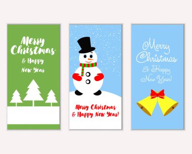 mutlu Noeller ve mutlu yeni yıl tebrik kartları vektör çizim