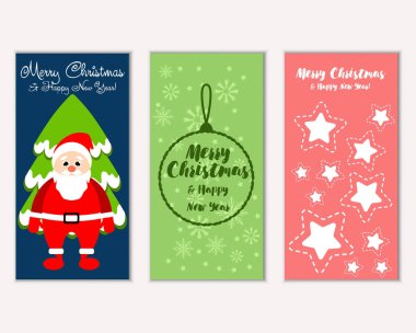 mutlu Noeller ve mutlu yeni yıl tebrik kartları vektör çizim
