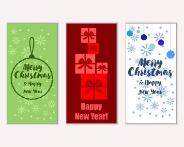 mutlu Noeller ve mutlu yeni yıl tebrik kartları vektör çizim      