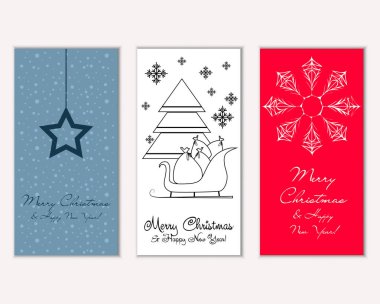 Mutlu Noeller ve mutlu yeni yıl tebrik kartları. Vektör çizim     