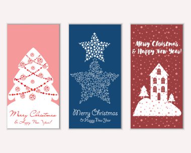 vektör çizim kış tatil tebrik kartları