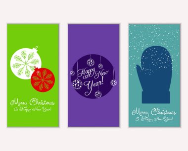 vektör çizim kış tatil tebrik kartları