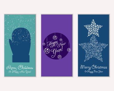 vektör çizim kış tatil tebrik kartları