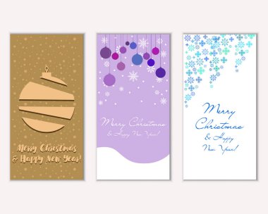 mutlu Noeller ve mutlu yeni yıl tebrik kartları vektör çizim