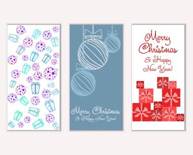 Mutlu Noeller ve mutlu yeni yıl tebrik kartları. Vektör çizim   