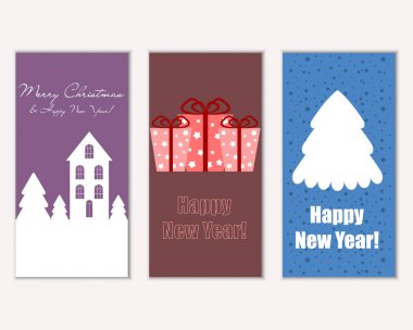 mutlu Noeller ve mutlu yeni yıl tebrik kartları vektör çizim     