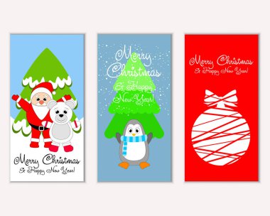 mutlu Noeller ve mutlu yeni yıl tebrik kartları vektör çizim