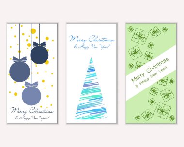 Renkli Noel kartları ile yeni yıl süslemeleri, illüstrasyon vektör