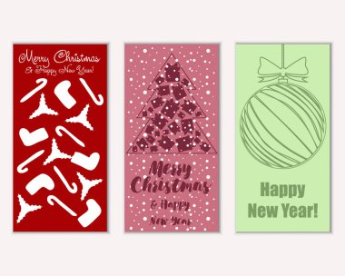 Renkli Noel kartları ile yeni yıl süslemeleri, illüstrasyon vektör