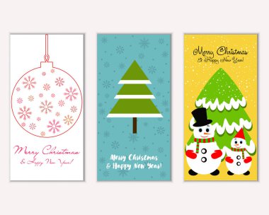 vektör çizim kış tatil tebrik kartları