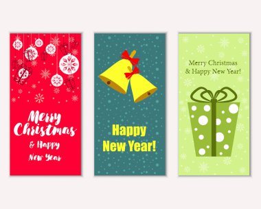 vektör çizim kış tatil tebrik kartları