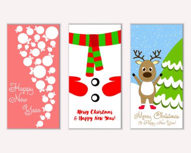 vektör çizim kış tatil tebrik kartları