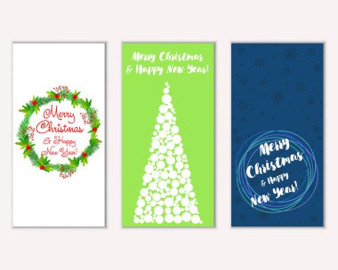 Renkli Noel kartları ile yeni yıl süslemeleri, illüstrasyon vektör