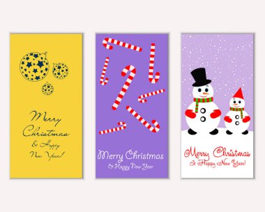 mutlu Noeller ve mutlu yeni yıl tebrik kartları vektör çizim