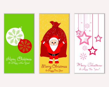 vektör çizim kış tatil tebrik kartları