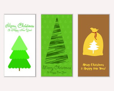 Mutlu Noeller ve mutlu yeni yıl tebrik kartları. Vektör çizim     
