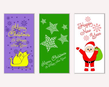 vektör çizim kış tatil tebrik kartları