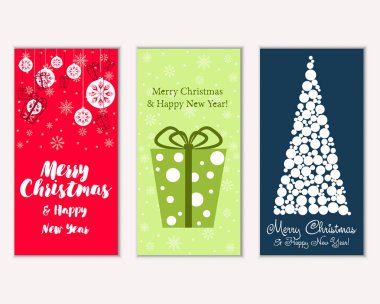 vektör çizim kış tatil tebrik kartları