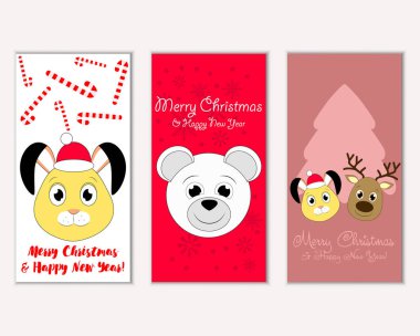 Renkli Noel kartları ile yeni yıl süslemeleri, illüstrasyon vektör