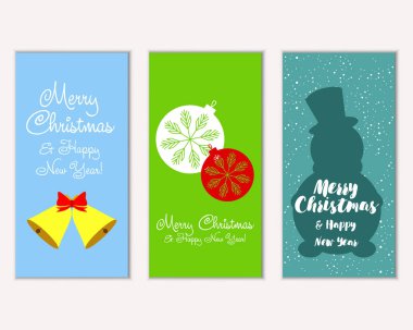 mutlu Noeller ve mutlu yeni yıl tebrik kartları vektör çizim