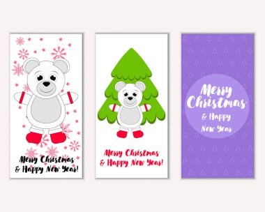 Mutlu Noeller ve mutlu yeni yıl tebrik kartları. Vektör çizim 