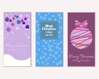Renkli Noel kartları ile yeni yıl süslemeleri, illüstrasyon vektör