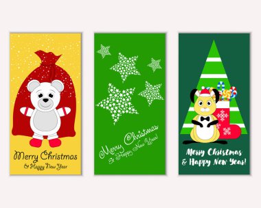 Renkli Noel kartları ile yeni yıl süslemeleri, illüstrasyon vektör