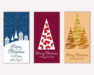 vektör çizim kış tatil tebrik kartları